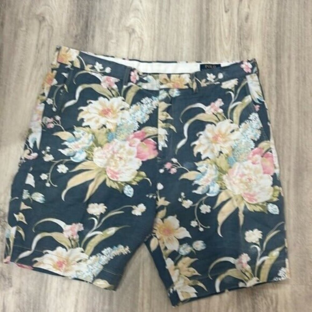 Polo Ralph Lauren floral print linen blend classic fit 9" men shorts size 38